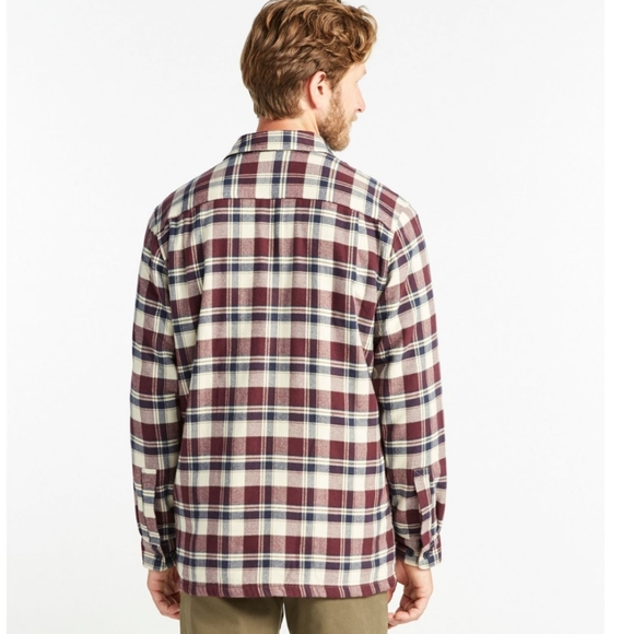 L.L.Bean Plaid Fleece-Lined Flannel Shirt Jacket  XXL Red and Gray - Picture 3 of 7